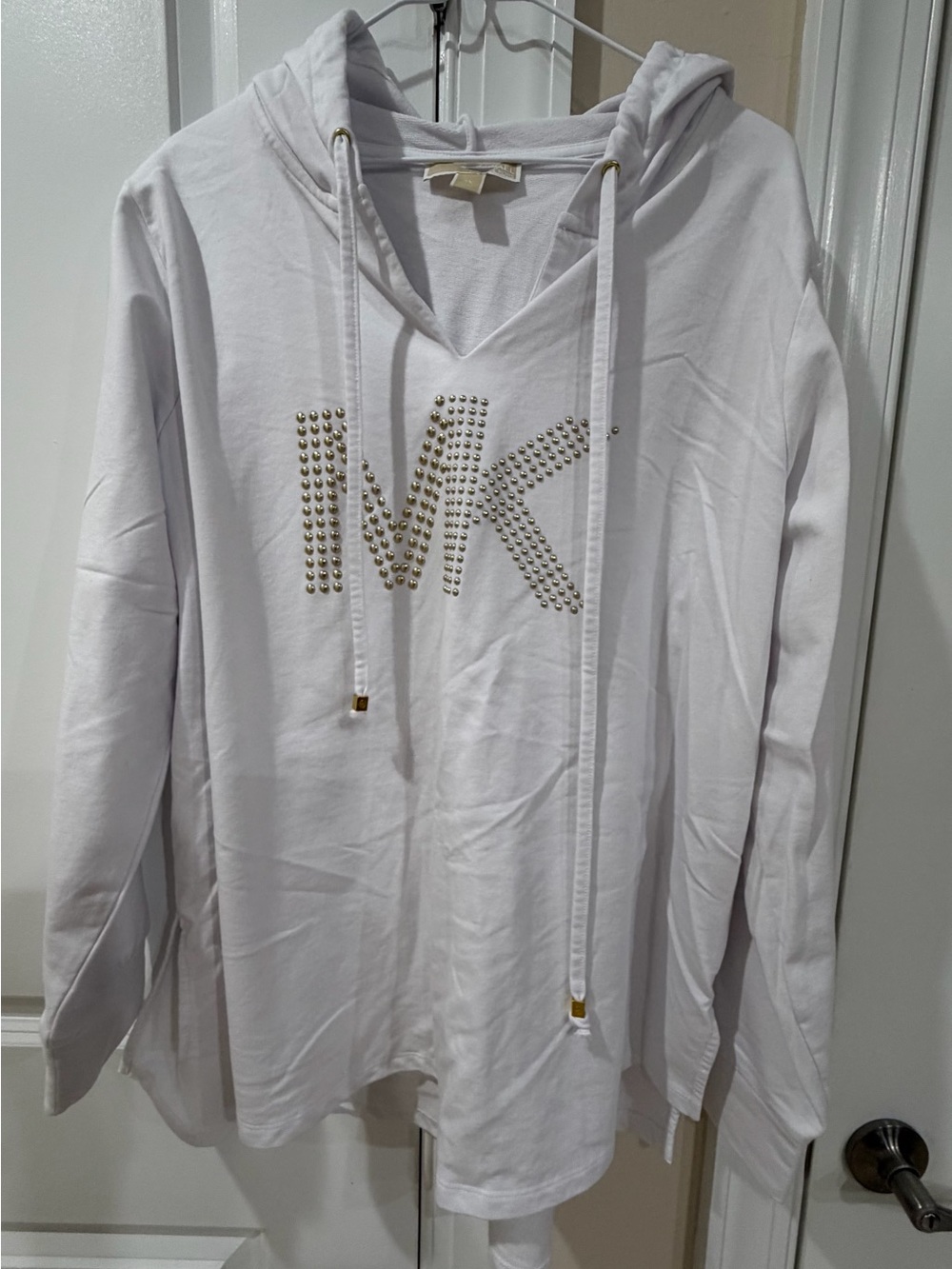 Michael Kors Women’s White Stud-Embellished Hoodie 2X